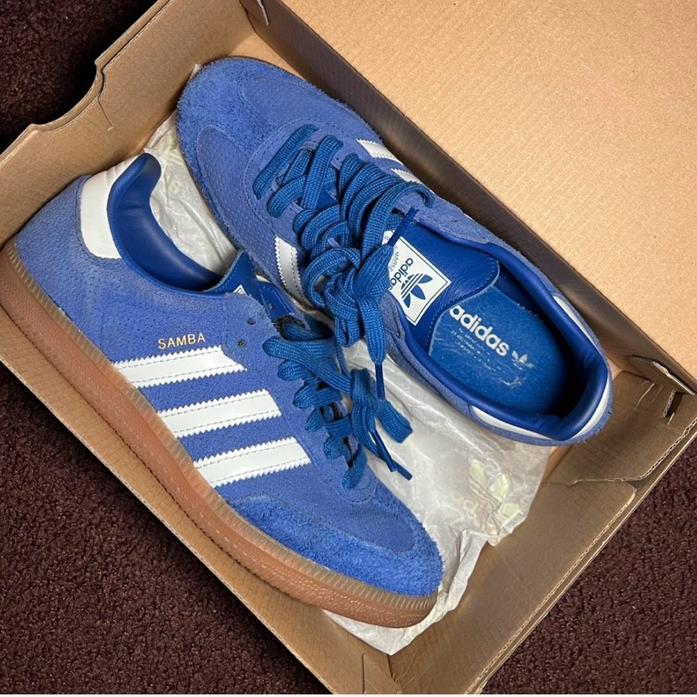 Adidas Blue and White Gazelle Sneakers Classic Design